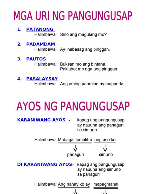 example ng pangungusap|PANGUNGUSAP: Ano ang .